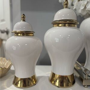 White and Gold Ceramic Jars